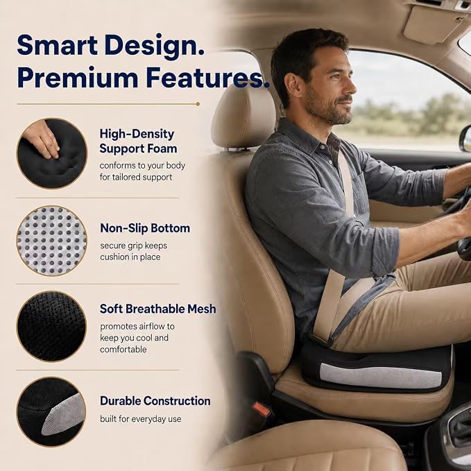 Memory Foam Ergonomic Seat Cushion for Office Chairs Pain Relief | Suitable for prolonged sitting, relieves tailbone pain, fits office chairs, wheelchairs, car seats and computer desk chairs - Image 7