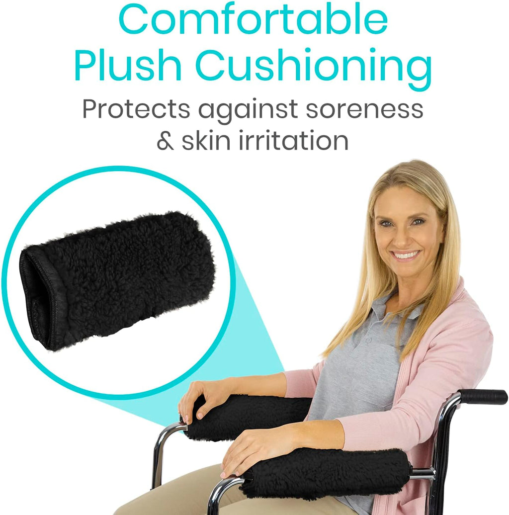 Vive Wheelchair Armrest Pads (2 PCS) - Memory Foam Sheepskin Cushion - Image 2