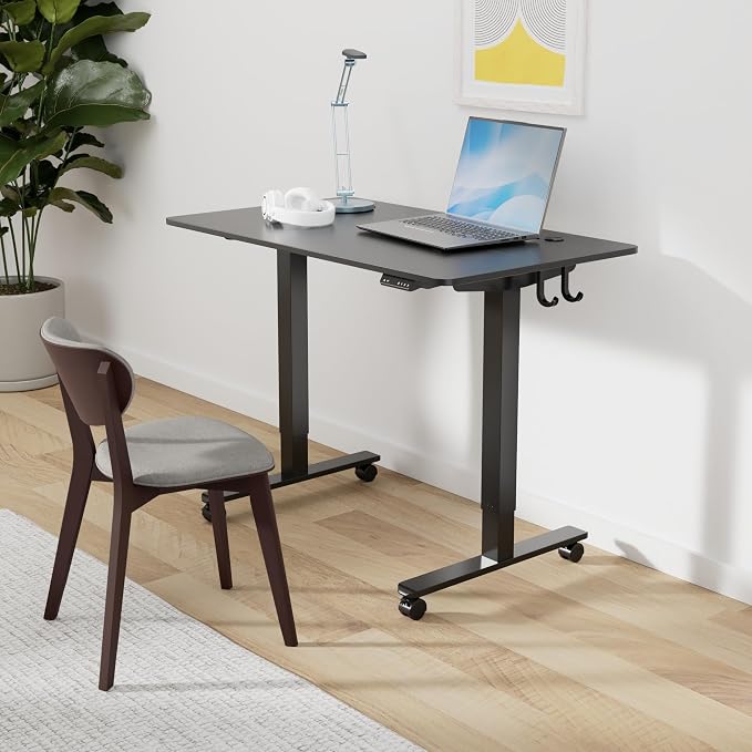 Cubiker Electric Standing Desk, 48 x 24 Stand up Desk Height Adjustable, Home Office Desk with Splice Board, Black - Image 2