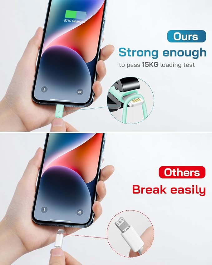20W Fast Charger for iPhone 14/13/12 [3-Pack, MFi Certified] | USB-C PD power adapter with 10Ft cable, compatible with iPhone 14/13/12/11/Pro Max/Pro/Plus/Mini, iPad & more - Green - Image 4