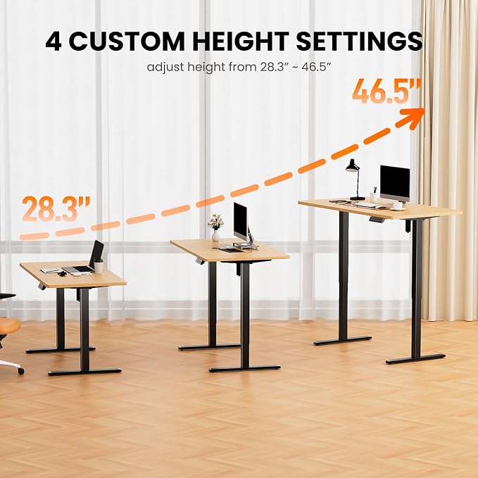 ErGear Electric Standing Desk Legs for 39.4-63.3 inch Desktops, 176 lbs | 4 memory settings,28.3-46.5 inch height range,quiet 55 dB operation,anti-collision,DIY desk frame setup,Easy Assembly,Black - Image 5