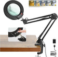 Coyeth 10X Magnifying Glass with Light and Clamp, Real Glass Stand Lighted Magnifier, 5 Color Modes Stepless Dimmable LED Desk Lamp Hands Free for Crafts Hobby Reading Painting Sewing Close Work by COYETH