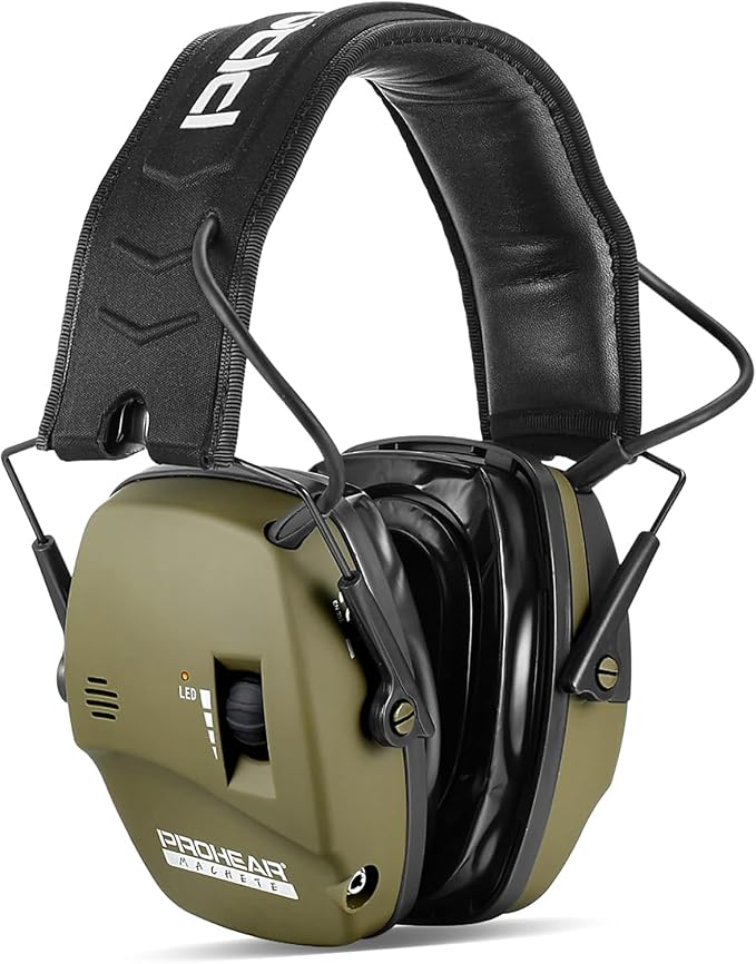 PROHEAR Digital Electronic Shooting Ear Protection Muffs with GEP02 Gel Ear Pads, Hunting 5X Sound Amplification Earmuffs, NRR 23dB Low Profile Hearing Protection for Gun Range - Green by PROHEAR
