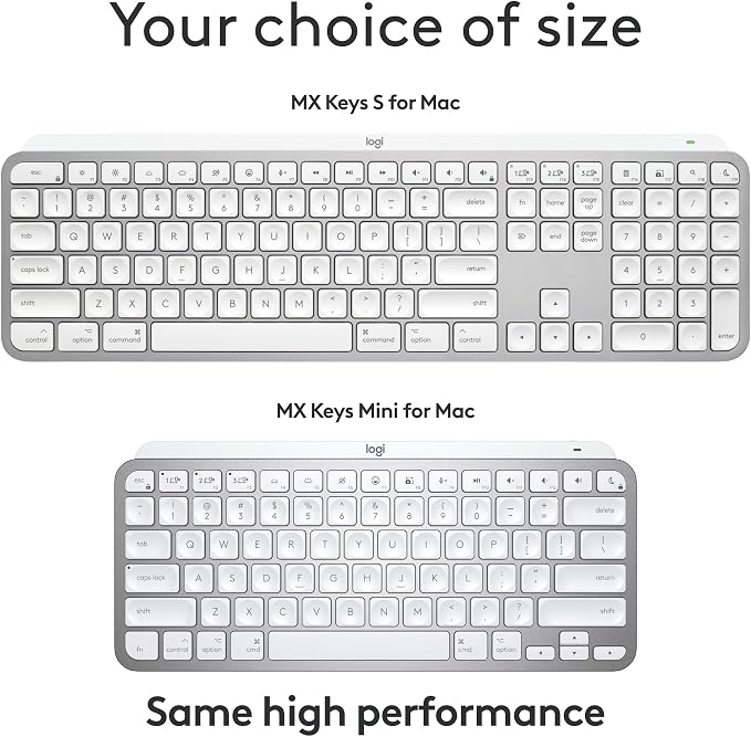 Logitech MX Keys S Mac Wireless Keyboard Fluid Precise Laptop - Pale Grey | Fluid precise typing, programmable keys, Bluetooth, USB-C rechargeable, for MacBook Pro, MacBook Air, iMac, iPad - Image 11