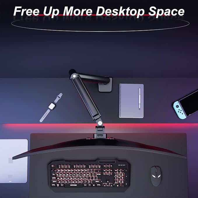 Fydeamer Monitor Arm for 17-35" Screens up to 24.2 lbs, Ergonomic Gas Spring Monitor Stand with Height Adjust, Tilt, Swivel & Cable Management, VESA Desk Mount with 2 Types of Installation, Black - Image 5
