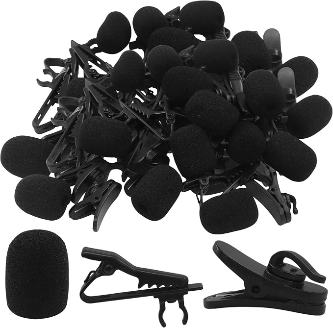 12 Pcs Lavalier Microphone Clips Replacement Kit | 12 Pcs Foam Windscreen Covers, 12 Pcs Plastic Wire Clips, Voice Recording, Video Conferencing & Online Meetings - Image 4