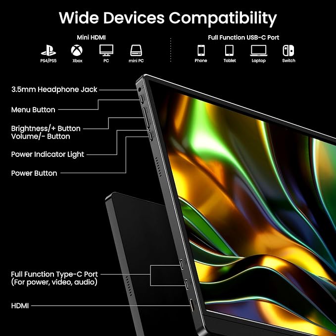 VILVA 17.3" QHD 165Hz USB-C HDMI Gaming Monitor | 17.3" QHD 165Hz IPS, slim metal+stand, USB-C/HDMI, for PC/PS5/Xbox/Switch, gaming. - Image 7