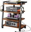 Mobile AV Media Stand with Outlets and 4 Rolling Caster Wheels by CABTE