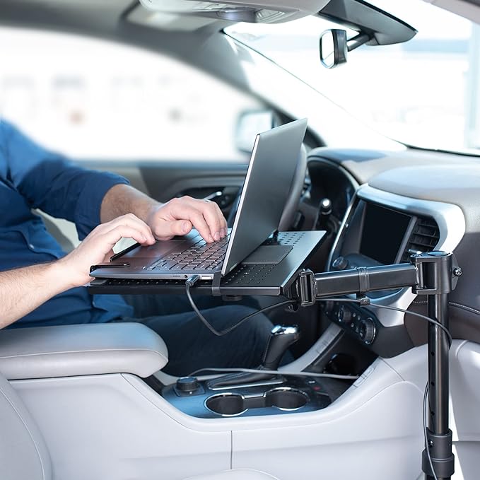 VIVO Single Laptop Car Mount, Fully Adjustable Extension, Notebook Stand for Trucks, Vans, and SUVs, Articulation and Height Adjustment, Black, MOUNT-CAR01 - Image 2