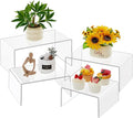 RattanView 4 Pcs 14, 12, 10, 8 Inch Extra Large Acrylic Display Risers Clear Acrylic Shelf Riser Display Stands 5 mm Thick Rectangular for Collectibles Figures by RattanView
