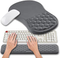 Hokafenle 2 in 1 Ergonomic Mouse Pad Wrist Support & Wrist Rest for Computer Keyboard Set, with Relieve Carpal Tunnel Pain Massage Bulge and Full Memory Gel Design (2In1 Set, Dark Gray) by Hokafenle