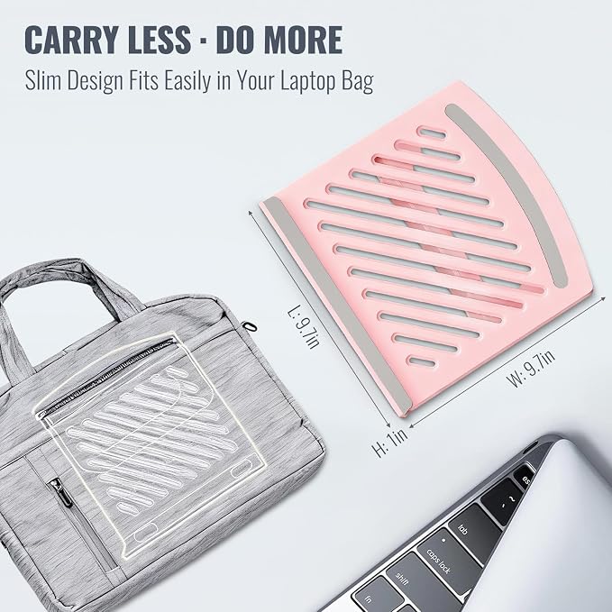 Cute Pink Laptop Stand for Desk - Adjustable Foldable Laptop Riser, Fun White Elephant for Women Coworkers, Ventilated & Sturdy with Anti-Slip Pads for MacBook, Home, Office - Image 6