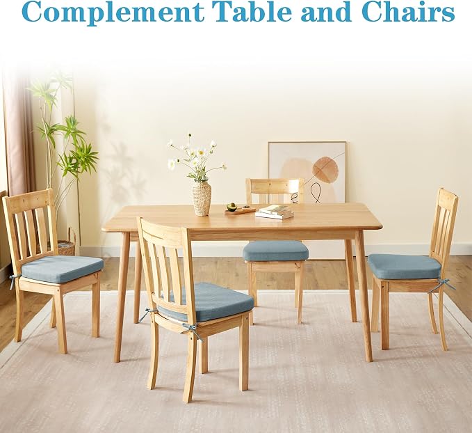 IASEAHK Chair Cushions for Dining Chairs Set of 4, Non Slip Kitchen Chair Pads, 17" x 16" x 2", Indoor Dining Chair Cushions with Ties, D-Shaped Seat Cushions for Kitchen Chairs, Light Blue - Image 6