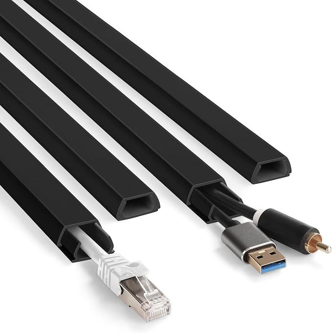 66in Cord Covers for Wires on Wall, Black Wall Cord Hider Hide Cords | Wire Covers for Cords Kit, TV Cable Hider Wall Kit, Easy to Install Cord Cover, Cable Management Wall 4XL16.5inW0.86inH0.43in by YCLYC