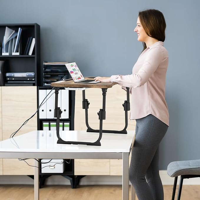 Lap Desk for Bed Adjustable Height, Foldable Bed Table with Storage Drawer, Tablet Slot & Cup Holder, Portable Laptop Stand for Bed & Sofa, Bed Desk for Adults & Kids, Carbonized - Image 8