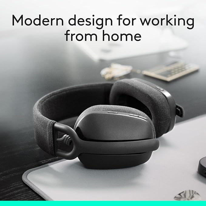 Logitech Zone Vibe 100 Lightweight Wireless Over Ear Headphones - Graphite | Lightweight, over-ear, multipoint Bluetooth, works with Teams, Google Meet, Zoom, PC/Mac, microphone - Image 2