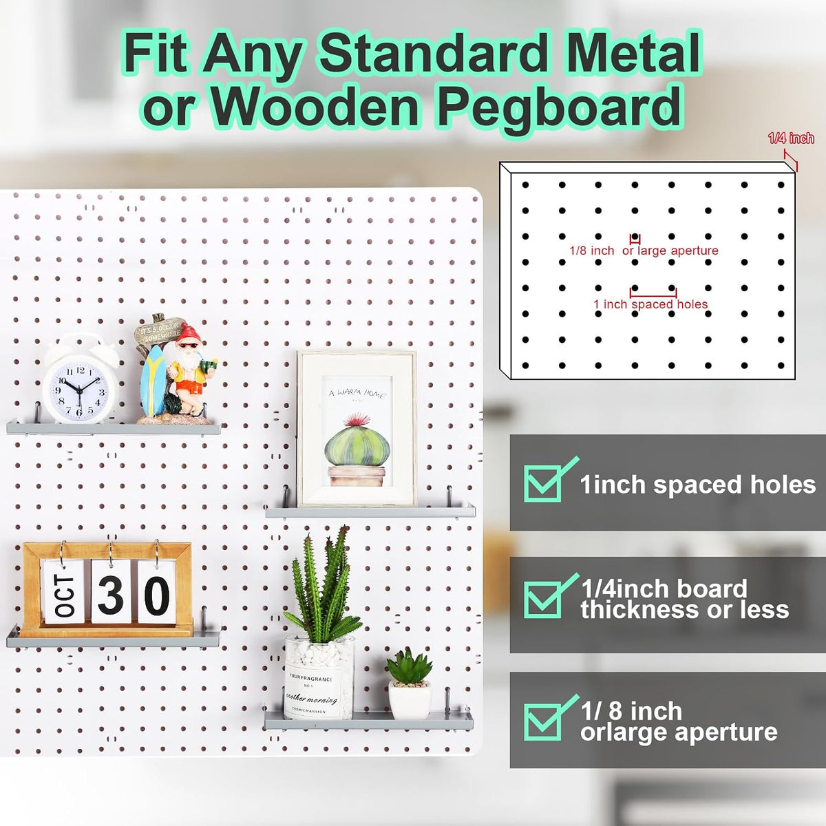 Lineshading 4 Pcs Pegboard Shelves, Gray, 12 x 5 Inch - Image 3