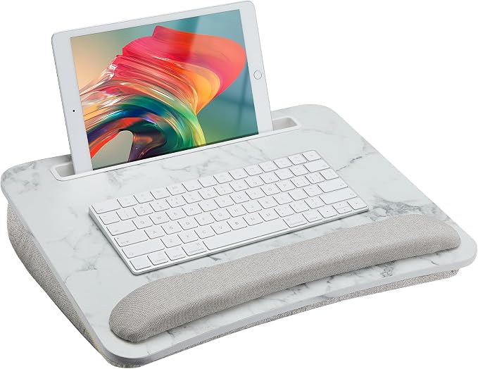 HUANUO Laptop Lap Desk with Cushion, Fit up to 15.6" Laptop，Marble | Portable Lap Desk with Pillow Cushion, Anti-Slip Strip & Storage Function for Home Office Students as Computer Laptop Stand - Image 8