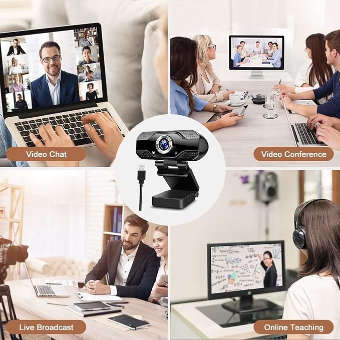 Webcam with Microphone, 2 Mics, 90° FOV, Computer Camera | USB Type-A & A-to-C Adapter, Fixed Focus, Plug&Play for Zoom/Teams/Facetime/YouTube/Google Meet/Switch 2 Camera, 2026 Version - Image 3