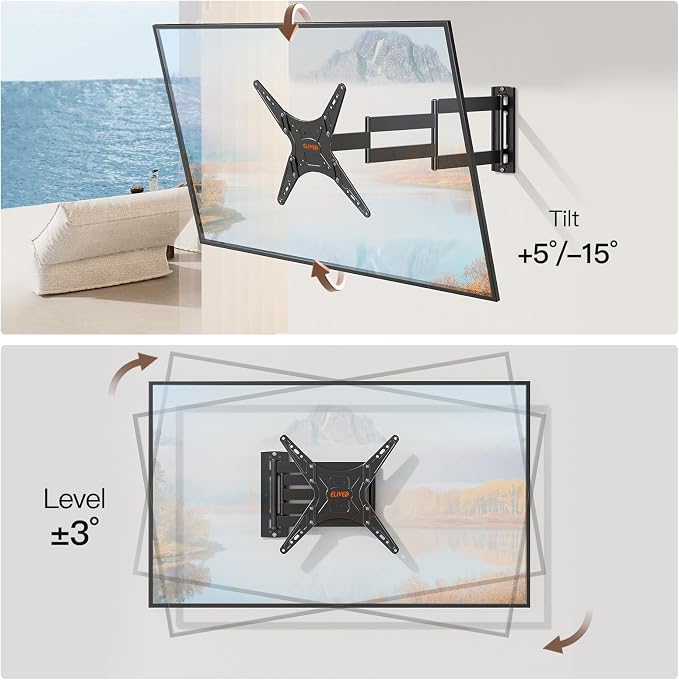 ELIVED Outdoor Long Arm TV Mount for 26-65" TVs, Max VESA 400x400, 77 lbs. | 37.4in long extension, weatherproof full motion bracket, swivel & tilt for patio outdoor televisions - Image 5