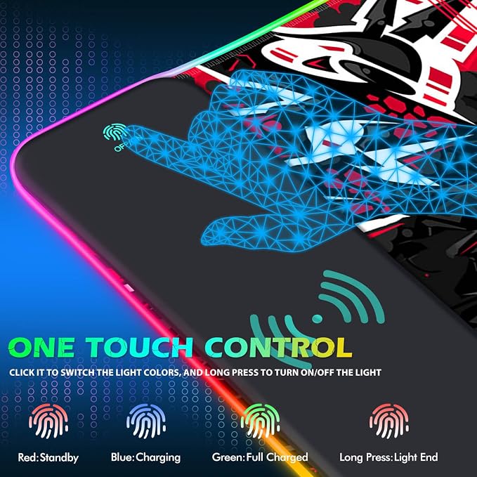 ToLuLu RGB Gaming 5/7.5/10/15W 10 Light Modes Wireless Charging Mouse Pad, LED Mouse Pad Computer Keyboard Mat Mousepad, 800x300x4MM Extended Large Desk Mat for Gaming, MacBook, Laptop, PC,Red Black - Image 4