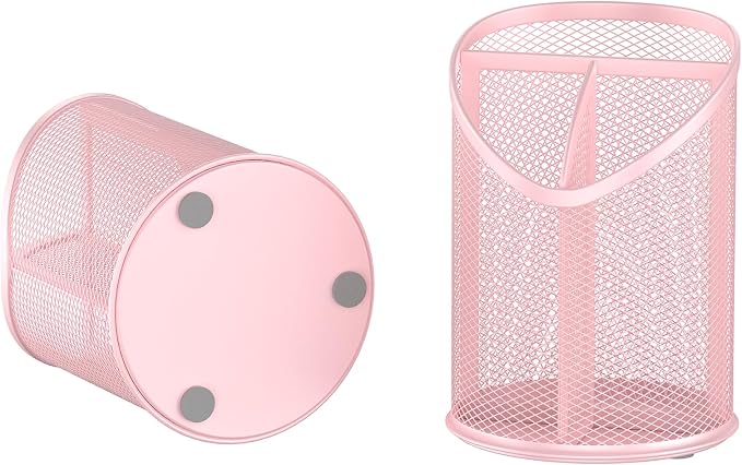 Delifox 2 Pack Pen Holder Mesh Round Pencil (Pink) - Image 3