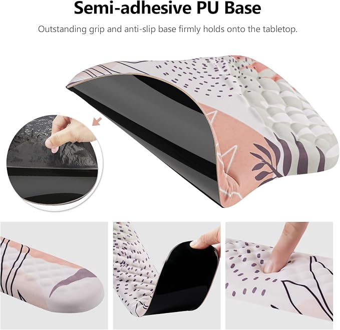 Ergonomic Mouse Pad & Keyboard Wrist Rest Set, Memory Foam | Memory Foam Wrist Cushion, Non-Slip PU Base, Massage Design, Relieves Wrist Pressure for Work, Gaming & Office Use,Leaf - Image 4