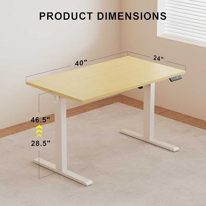WALKINGDESK 40x24 Inches Whole Piece Electric Standing Desk, Seamless One Piece Height Adjustable Sit to Stand up Desk for Home Office, Ergonomic Computer Workstation, Oak - Image 3