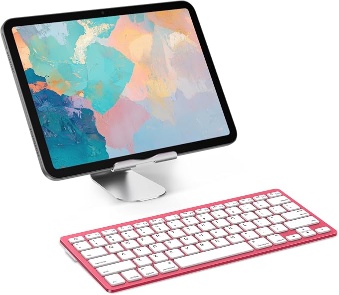 OMOTON Ultra-Slim Bluetooth Keyboard for iPad,iPad Pro/Air/Mini,iPhone | Stable Wireless iOS Keyboard with 12 Multimedia Keys, Portable Size for Office, Business, Travel, School, Red - Image 2