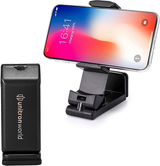 Airplane Cell Phone Stand Flight Mount Foldable Portable Phone Holder Desk Bed Compatible with iPhone 15 Pro Max Airplane Travel Essentials Gadgets Accessories Flying Office Women Men by unitron+world