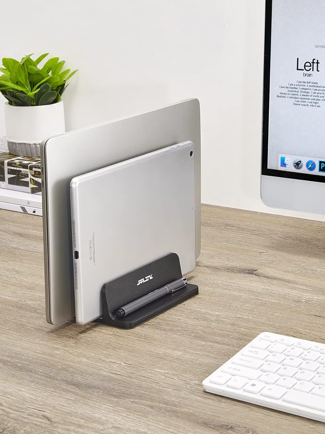 JARLINK Double Vertical Laptop Stand, Adjustable Aluminum Desk Dock, Black | Vertical Laptop Holder Fits up to 17.3" Notebooks, Space-saving Desktop Organizer for MacBook, Surface, Dell & Gaming Laptops - Image 5