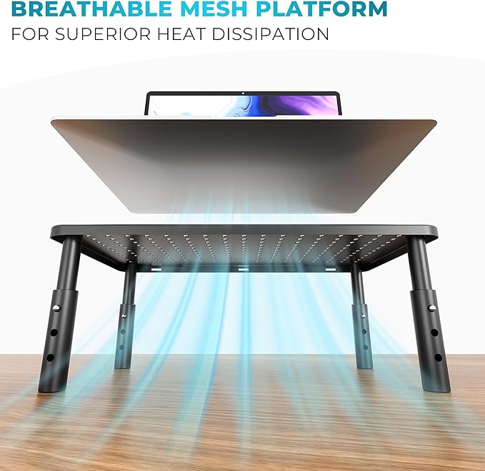 BONTEC Monitor Stand for Desk 1 Pack, 3-Level Height Adjustable | 14.5 x 9.1 in Ergonomic Metal Computer Stand with Pen Holder & Cable Management for Printer, Laptop and Office Workstation - Image 5