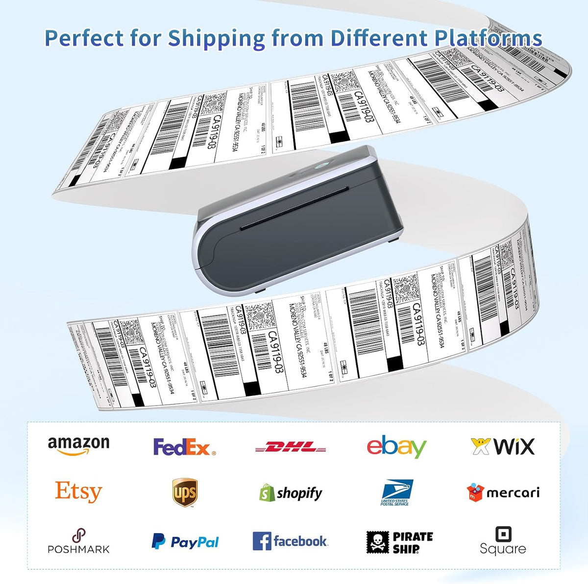 JADENS Battery Powered Thermal Printer, Cordless 4x6 Shipping Label Printer for Small Business, Prints 700+ Labels per Charge, 25H Standby, Portable Labeler for iPhone, Mac, Windows - Image 4