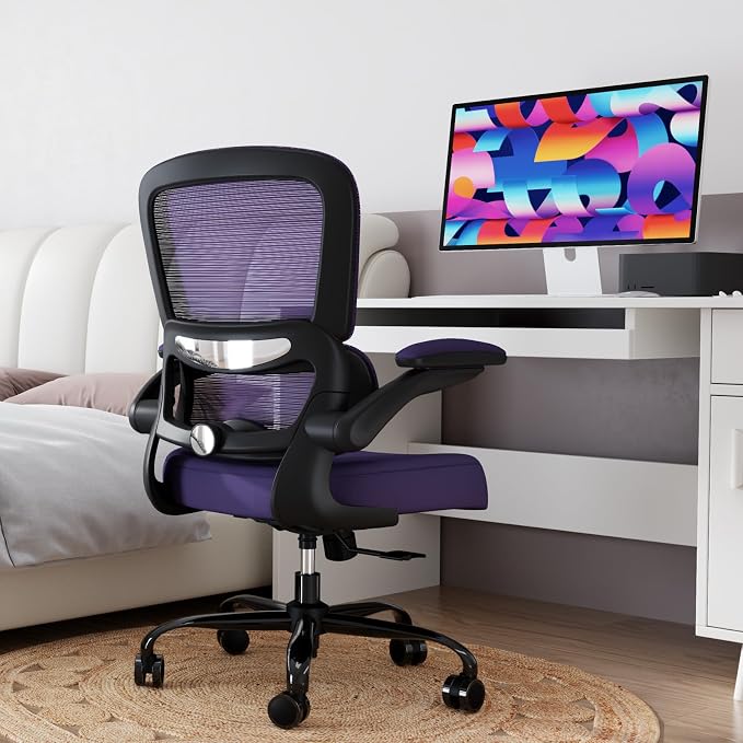 TRALT Office Chair - Ergonomic Desk Chair with Adjustable Lumbar Support, Mesh Computer Chair, Executive Chair for Home Office Comfortable Lumbar Support (1, Purple) by TRALT