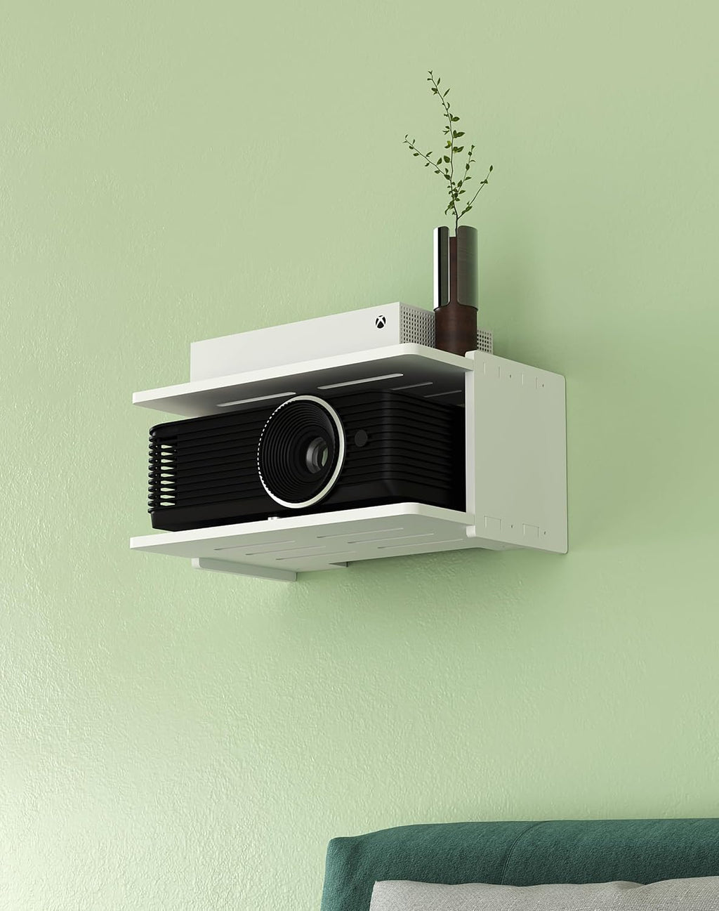 Projector Wall Mount Shelf - Floating Shelf with Holder, White - Image 3