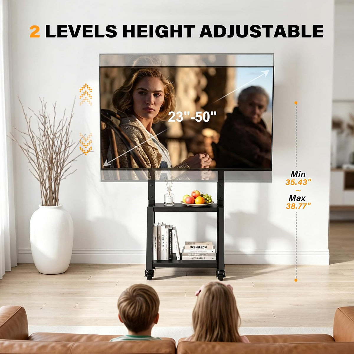 Heavy Duty TV Carts on Wheels for 23-50" TVs Rolling Floor Stand - Image 5