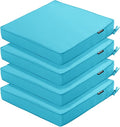 Outdoor Chair Cushions Set of 4, 19 x 19 x 3 Inch Seat Pads | Waterproof Patio Chair Cushions with Tie, Fade Resistant Cushions for Outdoor Furniture Garden Lawn, Teal by COMCAVER