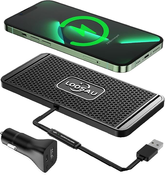 Wireless car Charger Charging pad 15w Non Slip FastCharger | for car Wireless Phone Charger for Android for iPhone 11/12/13/14/15/16 /17 Pro Max Xs,Samsung Galaxy S20, S10+ Note 9，LG by LOOSAU