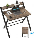 GreenForest No Assembly Folding Desk, 2-Tier Compact Computer Desk with Shelf, 30 inch Space Saving Foldable Table for Home Office, Dorm or Apartment, Portable Collapsible Sturdy Laptop Desk, Brown | Portable Foldable Table for Laptop, 2-Tier Compact w... by GreenForest