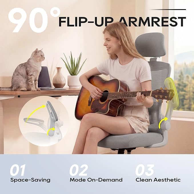 Ergonomic Office Chair for Long Hours, Adjustable Padded Lumbar Support for Lower Back Relief, 330 lb Capacity, Comfortable Computer Desk Chair for Home Office, Work & Study - Image 6