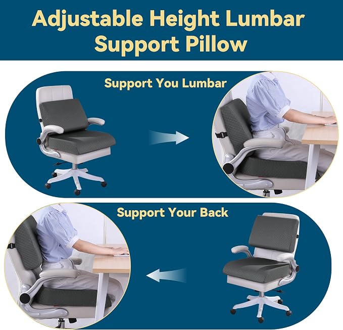 HOMBYS Extra Thick Recliner Chair Cushion with Lumbar Support Pillow for Elderly, 4.5" High Density Foam Seat Cushion, Breathable Fabric, 20"x20" Extra Large & Non-slip for Recliner, Office, Dark Grey - Image 6