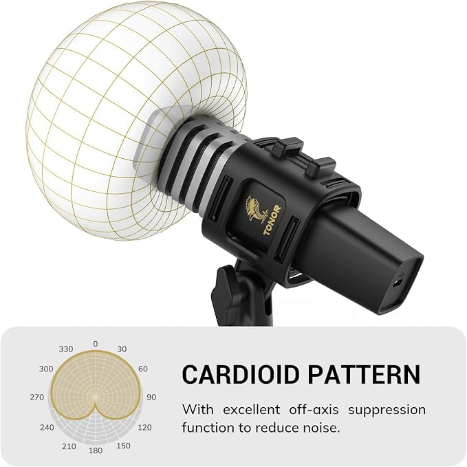 TONOR USB Microphone for PC, Cardioid Condenser Computer Mic with Tripod Stand, Pop Filter, Shock Mount for Gaming, Streaming, Podcasting, YouTube - Image 3