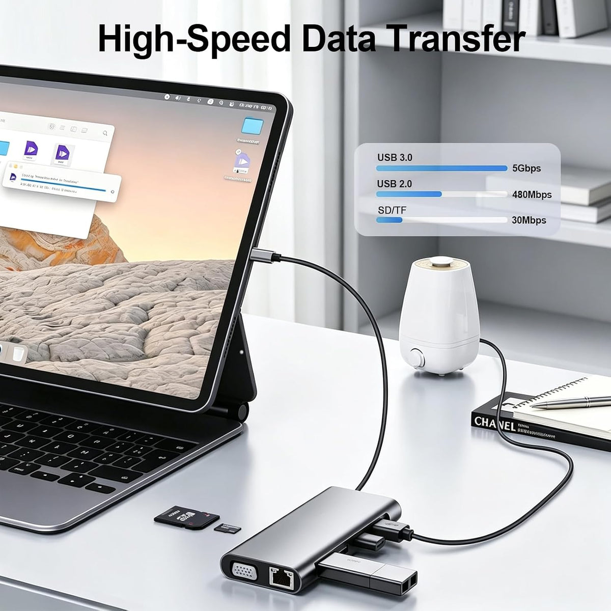 USB C Hub Multiport Adapter, 11 in 1 USB C Docking Station with 4K HDMI, 1080P VGA, 100W PD, USB 3.0, RJ45 Ethernet, TF/SD Card Reader, 3.5mm Audio, USBC Dongle for MacBook Pro/Air, Windows, Laptops - Image 5