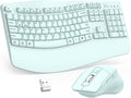Wireless Keyboard and Mouse Combo, 2.4G Ergonomic Wave Key(Mint Green) | Full Size Wave Keyboard with Wrist Rest, 3-Level DPI Adjustable Ergonomic Mouse for Windows and Mac OS Desktop/Laptop/PC by Unknown