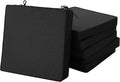 Outdoor Chair Cushions, Set of 6, 19 x 19 Inch, Black | Water Resistant, Fade Resistant, Patio Furniture Square Seat Replacement, Removable Cover with Ties, Non-Slip Bottom by Unknown