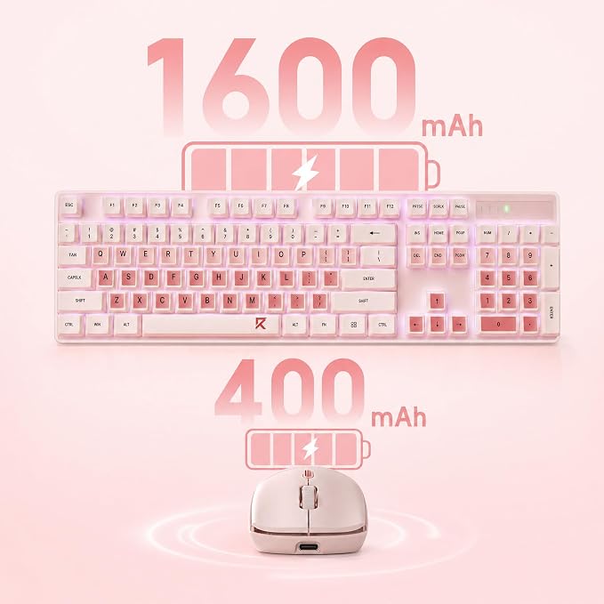 Redragon BS8531 Wireless 104-Key Low-Profile Keyboard, 4000 DPI Mouse Combo | 30% Slimmer Ultra-Thin Mechanical Switch for Faster Keystrokes, Ergonomic Typing, 5-Level Adjustable DPI, Shared Dongle - Image 9