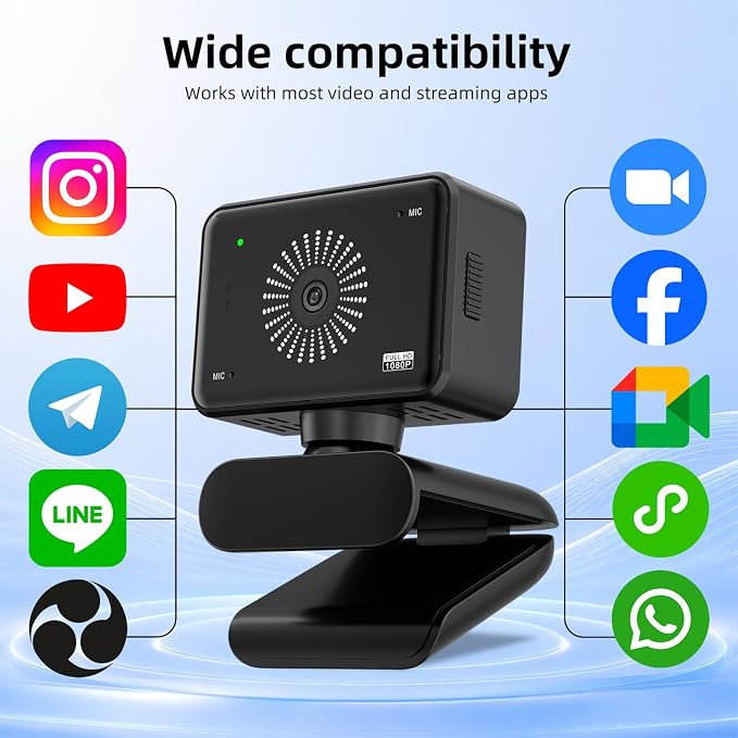 Webcam for PC, 1080P Full HD USB Webcam with Privacy Cover & Built-in Microphone, Plug and Play Computer Web Camera for Video Conference Online Class Live Streaming Video Calling (1080P) - Image 3
