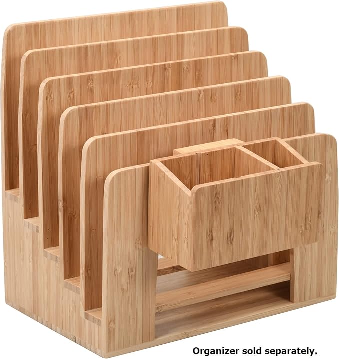 MobileVision Bamboo Caddy Add-On for Bamboo Charging Station Organizers; Compartment and cubby space fits pens, keys, and other small stationary items - Image 6