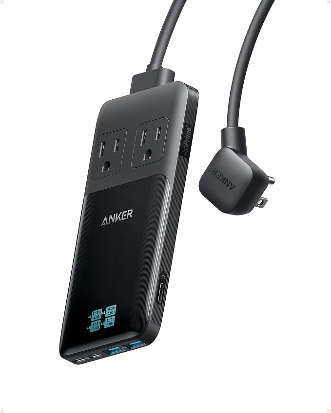 Anker Prime Charging Station, 140W 6-in-1 Travel Power Strip, 2 USB C | 2 AC, 2 USB A, 5ft Detachable Extension Cord with Multiple Outlets, Desk Accessories, Home Office (Non-Battery/Wireless) by Unknown
