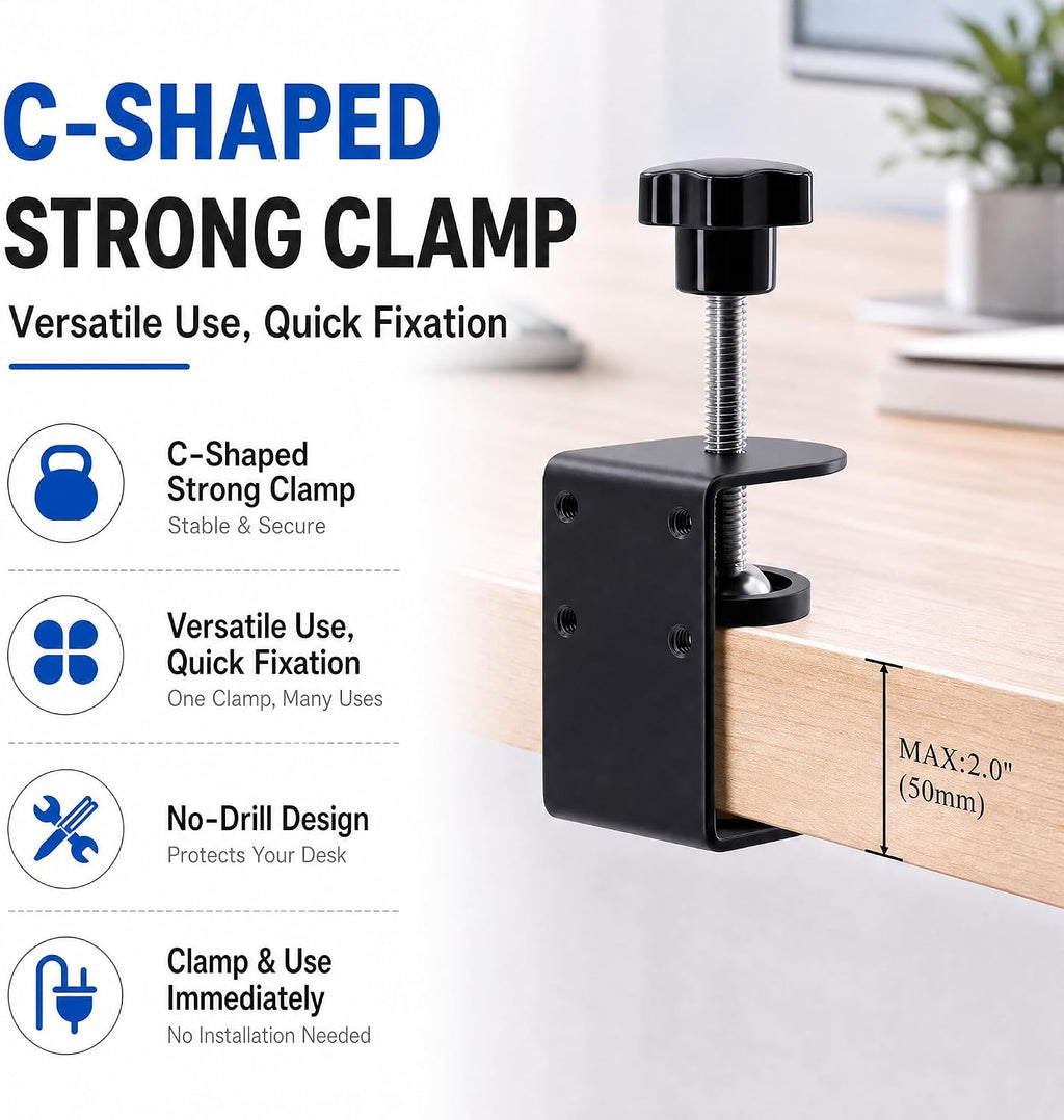 Small C Clamps 2 Inch with 4 Small Holes in the Back, 2-Pack Adjustable Desk C-Clamp for Range 0.39"~2", Versatile Clamp for Brake, Parts Assembly, Fastening, Welding, Woodwork, Metal Work - Image 7